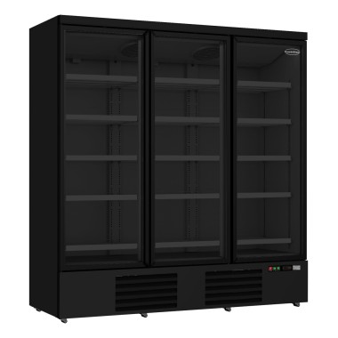 COMBISTEEL - Réfrigérateur 3 portes en verre noir 1530 l
