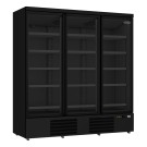 COMBISTEEL - Réfrigérateur 3 portes en verre noir 1530 l