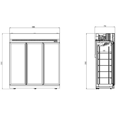 COMBISTEEL - Réfrigérateur 3 portes en verre 1530 litres