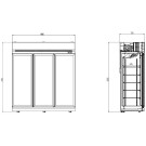 COMBISTEEL - Réfrigérateur 3 portes en verre 1530 litres