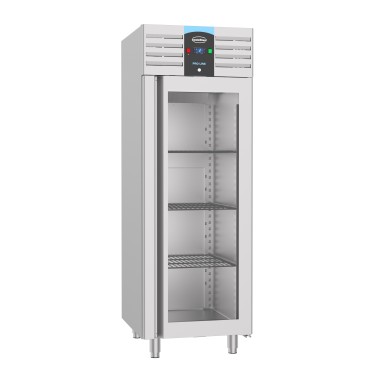 COMBISTEEL - Réfrigérateur en acier inox porte en verre mono block 700 ltr