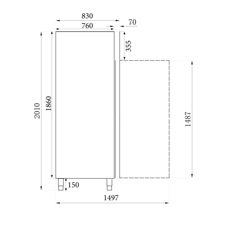 COMBISTEEL - Congélateur en acier inox 1 porte en verre