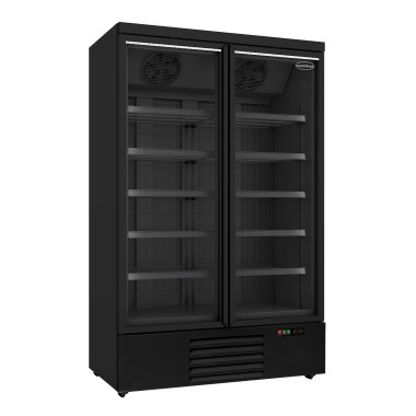 COMBISTEEL - Congélateur 2 portes en verre noir 1000 l