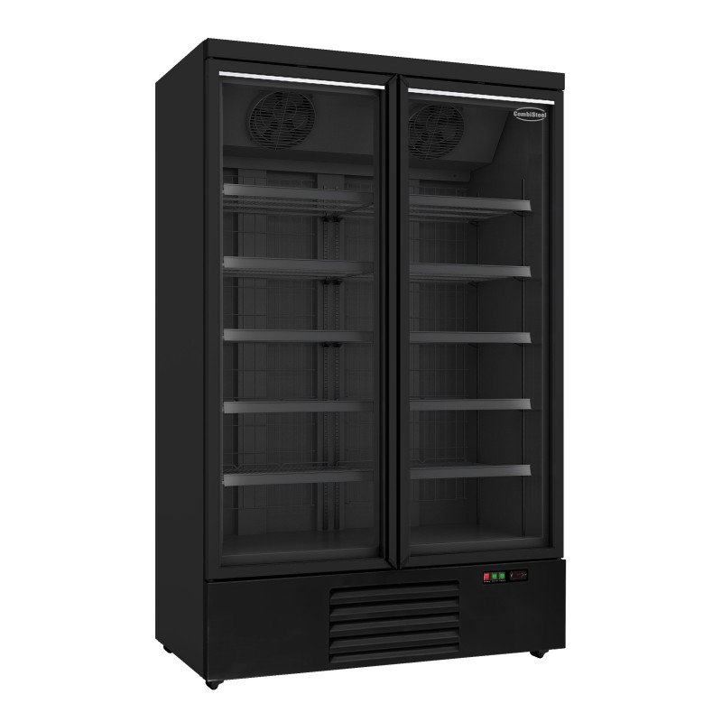 COMBISTEEL - Congélateur 2 portes en verre noir 1000 l