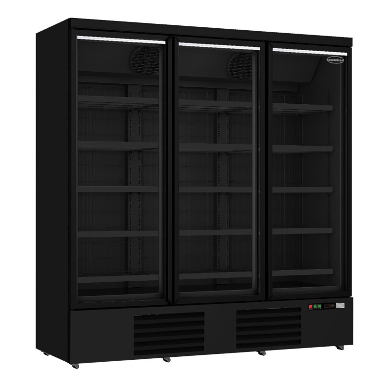COMBISTEEL - Congélateur 3 portes en verre noir