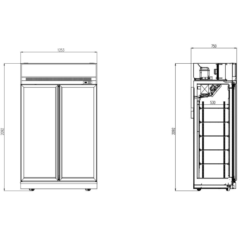 COMBISTEEL - Congélateur 2 portes en verre 960 l