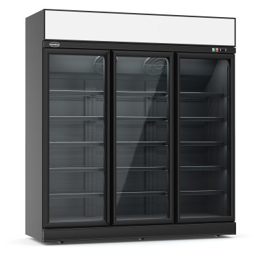 COMBISTEEL - Congélateur 3 portes en verre noir 1480 l