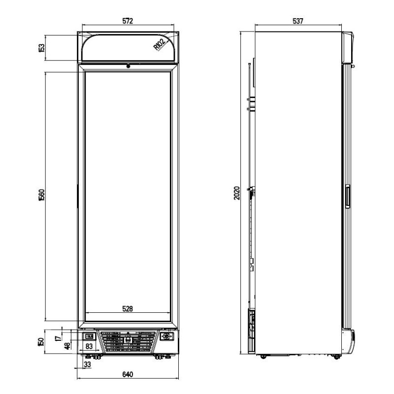 COMBISTEEL - Congélateur 1 porte en verre 382 l