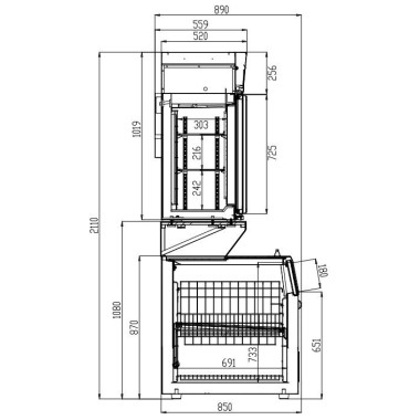 COMBISTEEL - Chambre murale froide/frigorifiques noir 2 portes en verre