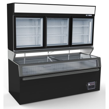 COMBISTEEL - Chambre murale froide/frigorifiques noir 3 portes en verre