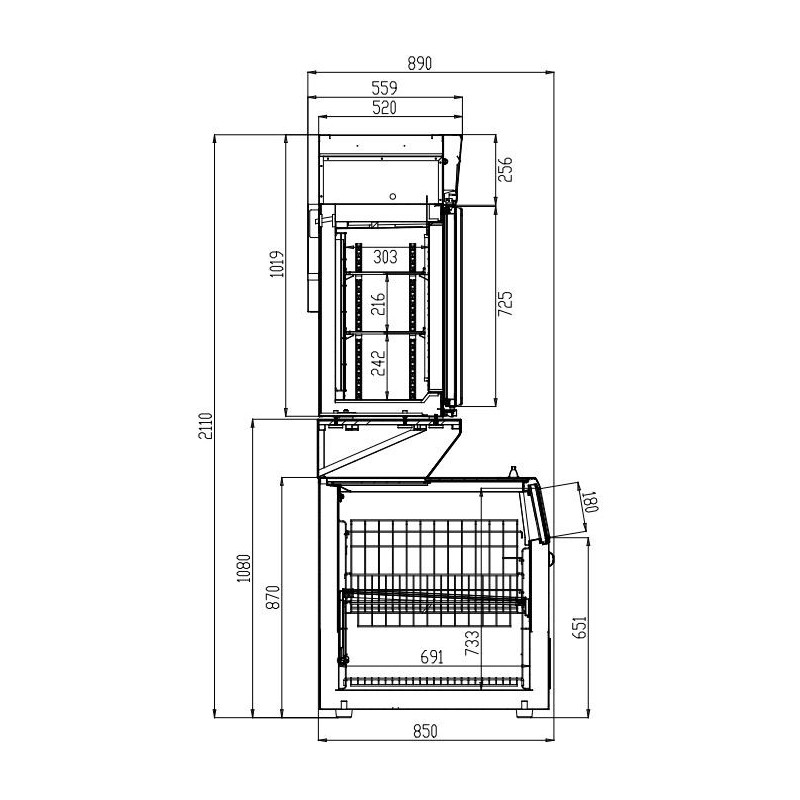 COMBISTEEL - Chambre murale frigorifiques noir 3 portes en verre