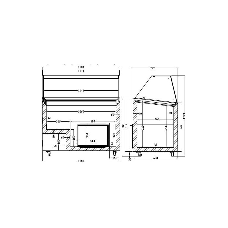 COMBISTEEL - Vitrine à crème glacée java 8 x 5 l