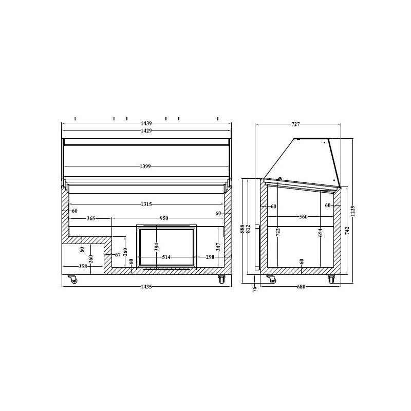 COMBISTEEL - Vitrine à crème glacée tenerife 10 x 5 l