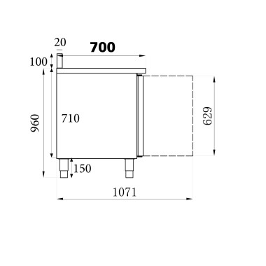 COMBISTEEL - Table réfrigérée bord relevé 2 portes