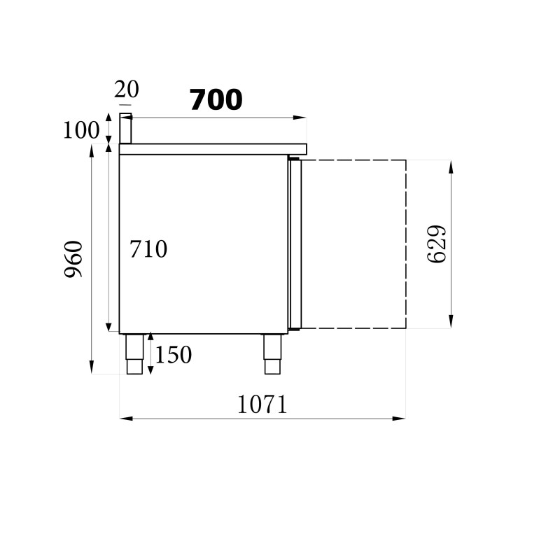 COMBISTEEL - Table réfrigérée bord relevé 2 portes