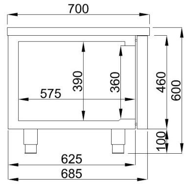 COMBISTEEL - Table réfrigérée 600 haute 4 portes