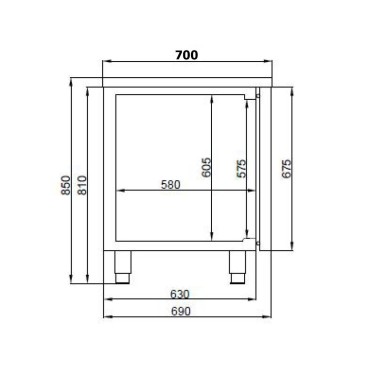 COMBISTEEL - 700 table réfrigérée 4 portes excl. moteur