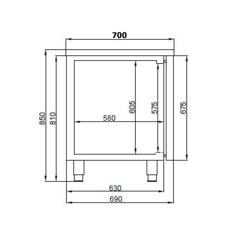 COMBISTEEL - 700 table réfrigérée 4 portes excl. moteur