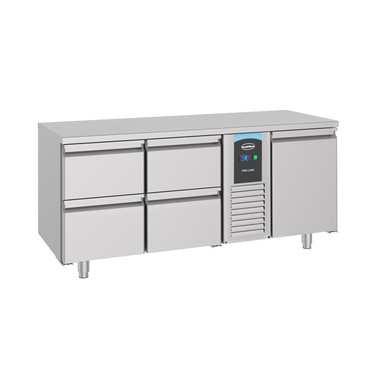 COMBISTEEL - Table réfrigérée inox 1 porte et 4 tiroirs monoblock
