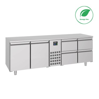 COMBISTEEL - Table réfrigérée 2 portes et 4 tiroirs monoblock energy line