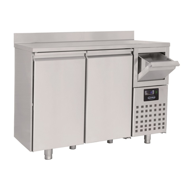 COMBISTEEL - Table réfrigérée inox 2 portes avec tiroir à café