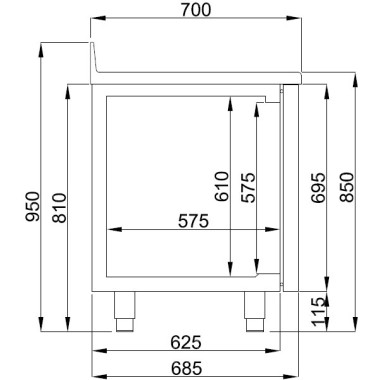 COMBISTEEL - Table réfrigérée bord relevé 3 portes mono block