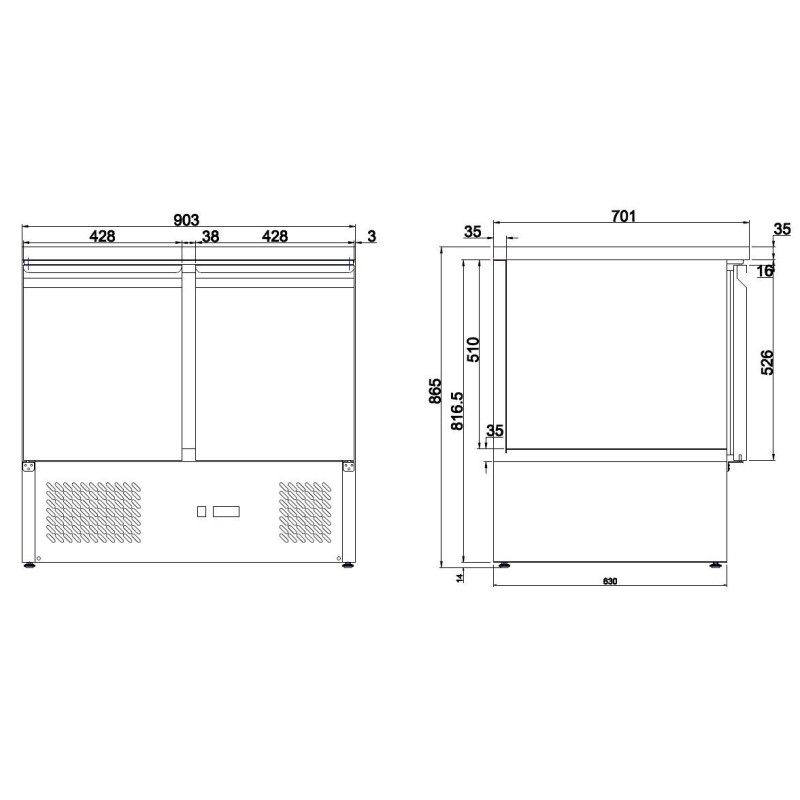COMBISTEEL - Table réfrigérée 2 portes inox