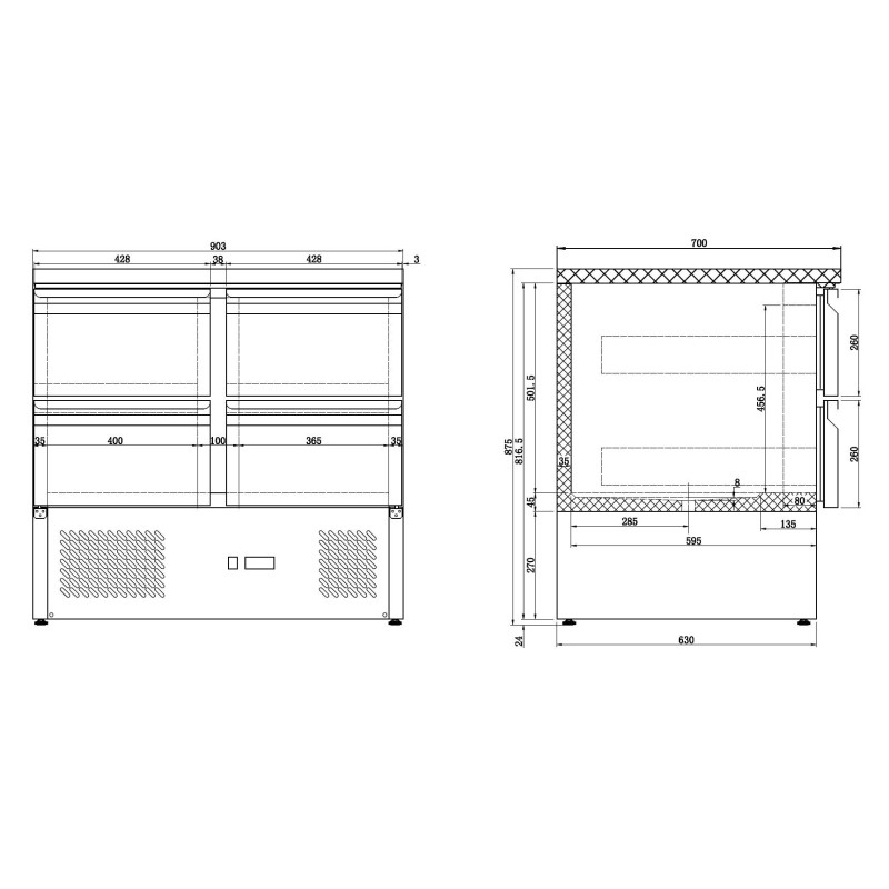 COMBISTEEL - Table réfrigérée 4 tiroirs