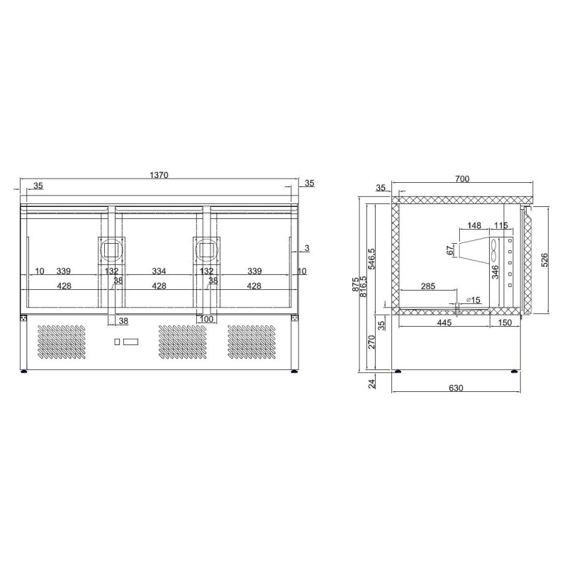 COMBISTEEL - Table réfrigérée 3 portes inox