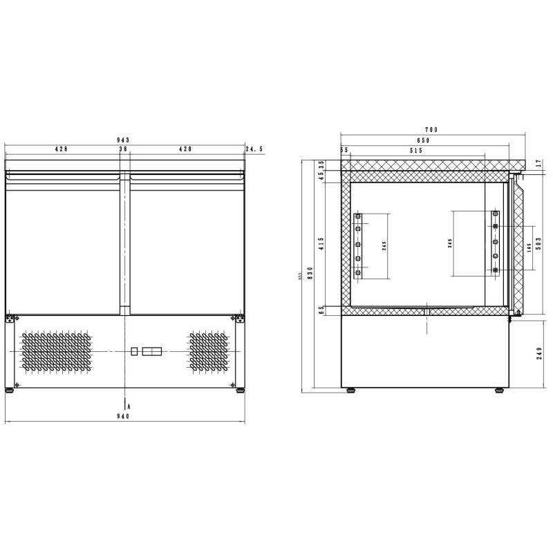 COMBISTEEL - Table congélateur inox 2 portes