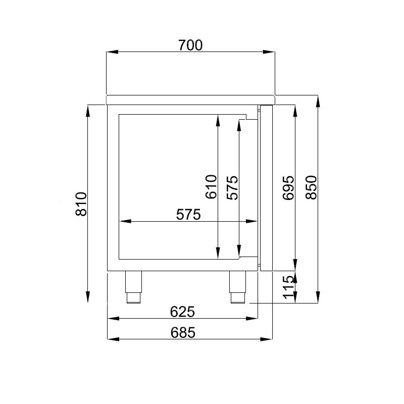 COMBISTEEL - Table congélateur inox 2 portes monoblock