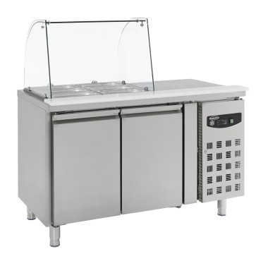 COMBISTEEL - Table réfrigérée avec verre 2 portes