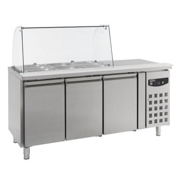 COMBISTEEL - Table réfrigérée avec verre 3 portes