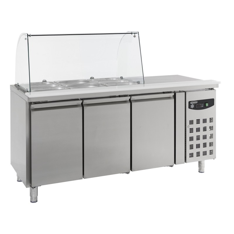 COMBISTEEL - Table réfrigérée avec verre 3 portes