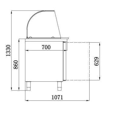 COMBISTEEL - Table réfrigérée avec verre 3 portes