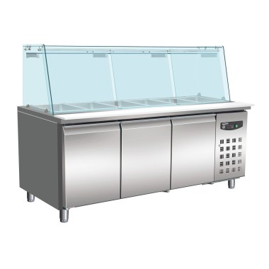 COMBISTEEL - Table réfrigérée avec verre 3 portes 5 x gn 1/1