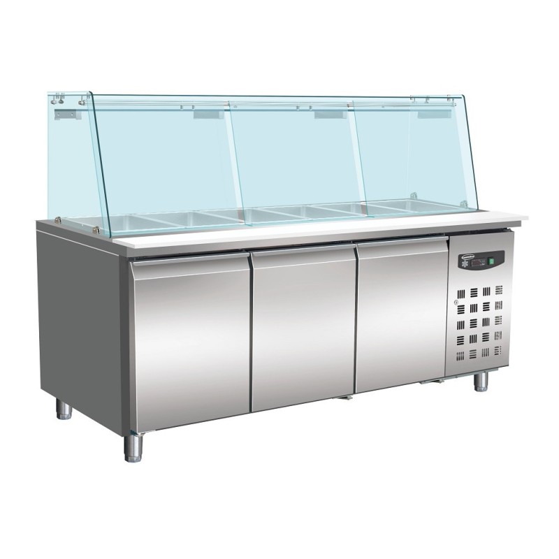 COMBISTEEL - Table réfrigérée avec verre 3 portes 5 x gn 1/1