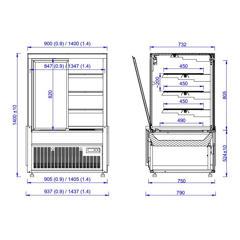 COMBISTEEL - Vitrine réfrigérée nero 1.0