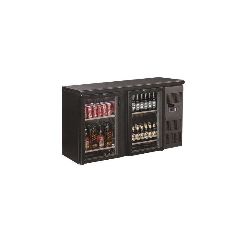 COMBISTEEL - Arrière bar réfrigérée noir 2 portes en verre