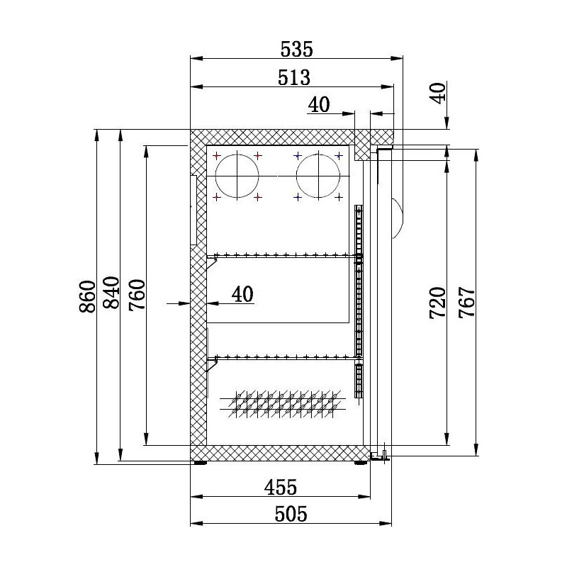COMBISTEEL - Arrière bar réfrigérée noir 2 portes en verre