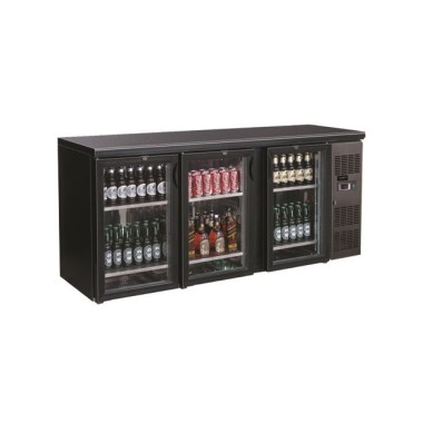 COMBISTEEL - Arrière bar réfrigérée noir 3 portes en verre