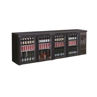COMBISTEEL - Arrière bar réfrigérée noir 4 portes en verre