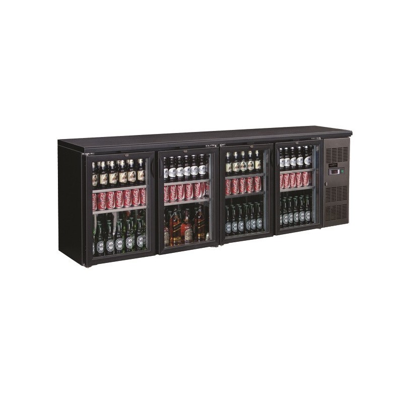 COMBISTEEL - Arrière bar réfrigérée noir 4 portes en verre