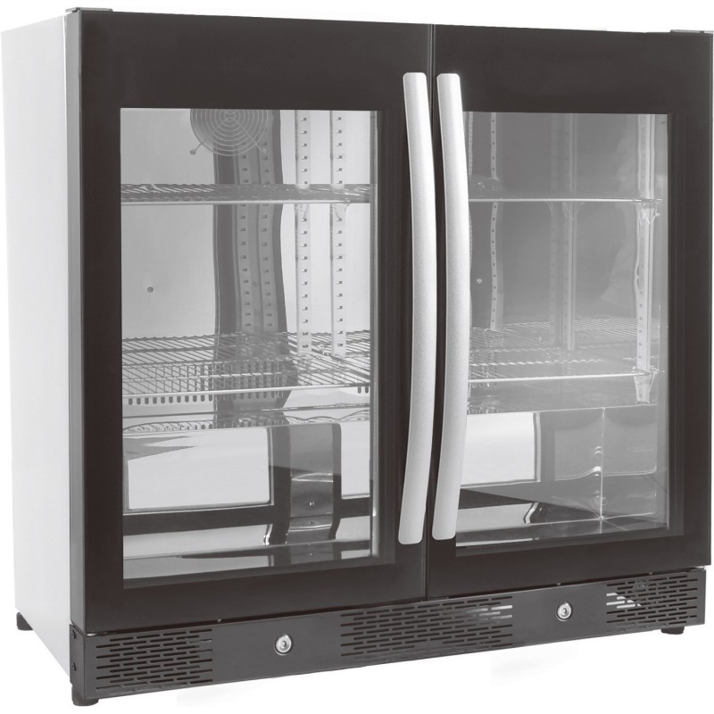 COMBISTEEL - Arrière bar réfrigérée noir avec 2 portes vitrées