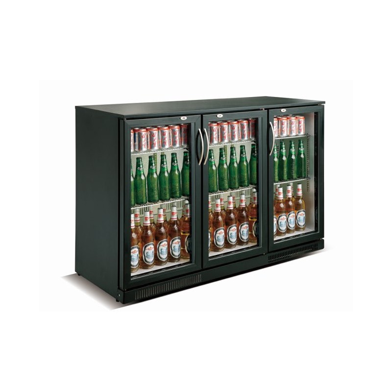 COMBISTEEL - Arrière bar réfrigérée noir 3 portes