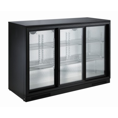 COMBISTEEL - Arrière bar réfrigérée noir 3 portes coulissantes