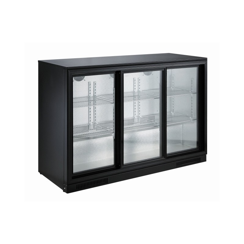COMBISTEEL - Arrière bar réfrigérée noir 3 portes coulissantes