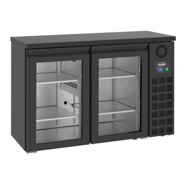 COMBISTEEL - Arrière bar réfrigérée noir 2 portes en verre