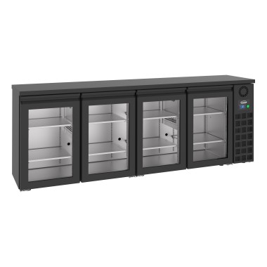 COMBISTEEL - Arrière bar réfrigérée noir 4 portes en verre