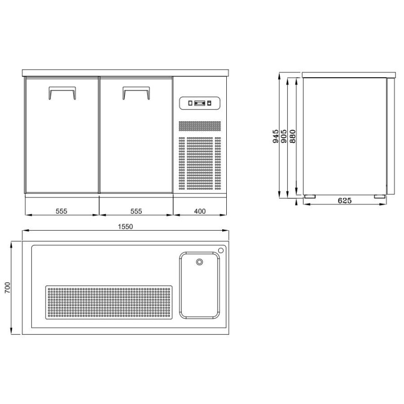 COMBISTEEL - Refroidisseur de bière 2 portes acier inox